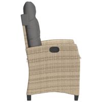 Tuinstoel verstelbaar met kussens poly rattan gemengd beige - thumbnail