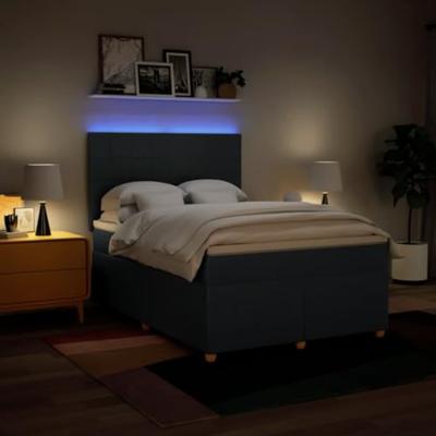 Boxspring met matras stof blauw 140x190 cm