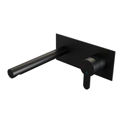 Inbouw Wastafelmengkraan Brauer Black Edition Coldstart Rechte Uitloop Korte Platte Hendel Rechts Mat Zwart Met Afdekplaat Brauer