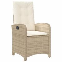 Tuinstoelen 2 st verstelbaar met kussens poly rattan beige - thumbnail