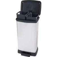 Curver Deco bin metalics 254620 Afvalbak 46 l (b x h x d) 407 x 749 x 307 mm Zilver, Zwart 1 stuk(s) - thumbnail