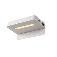 Lucide ATKIN - Bedlamp / Wandlamp - LED - 1x6W 3000K - Met USB oplaadpunt - Wit - thumbnail