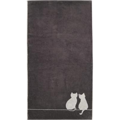 Cawö Cawö Cute Cats 6263 Handdoek 50x100 basalt/platin