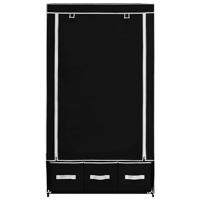 Kledingkast 87x49x159 cm stof zwart - thumbnail