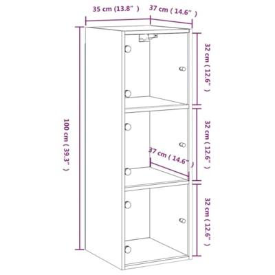 Wandkast met glazen deuren 35x37x100 cm sonoma eikenkleurig