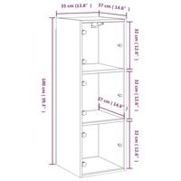 Wandkast met glazen deuren 35x37x100 cm sonoma eikenkleurig - thumbnail