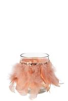 J-Line theelichthouder Veren - glas - lichtroze|transparant - large - thumbnail