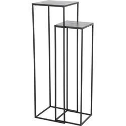 Light & Living Bijzettafel 'Boca' Set van 2 stuks max, ruw lood ant-mat zwart