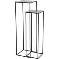 Light & Living Bijzettafel 'Boca' Set van 2 stuks max, ruw lood ant-mat zwart - thumbnail