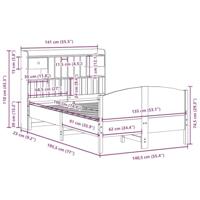 Bed met boekenkast zonder matras grenenhout wasbruin 135x190 cm - thumbnail