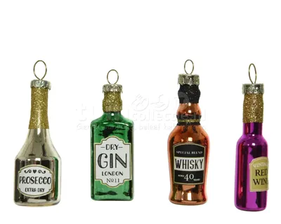 Kerstornament Drankflesjes Multicolor 4st