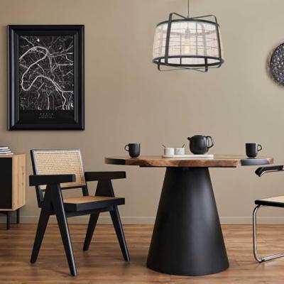 Steinhauer Zwart houten hanglampCapors Ø 48cm - 3511ZW