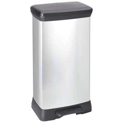 Curver Deco bin metalics 240643 Afvalbak 50 l (b x h x d) 390 x 720 x 290 mm Zilver, Zwart 1 stuk(s)