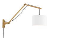 GOOD&MOJO Wandlamp 'Andes' Large, Bamboe en Eco linnen, kleur Wit/Naturel - thumbnail