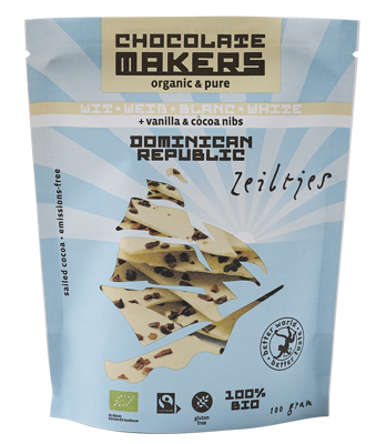 Zeiltjes wit met cacaonibs & vanille bio 100 Gram