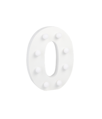 Letter O met licht hoogte 17 cm breedte 13 cm Letter O met licht hoogte 17 cm breedte 13 cm