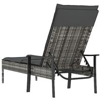 Ligbed met kussen poly rattan grijs - thumbnail