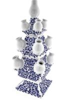 HEINEN - Delfts Blauw - Tulpenvaas bloemmotief 3-delig - thumbnail