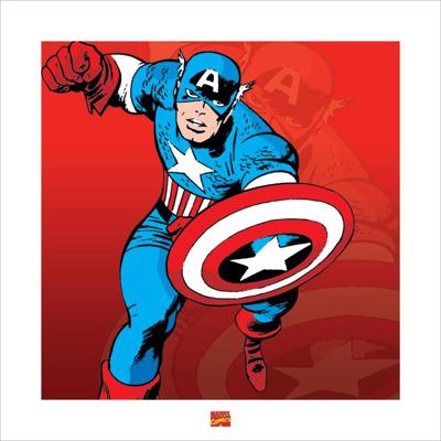 Kunstdruk Captain America - Marvel Comics 40x40cm