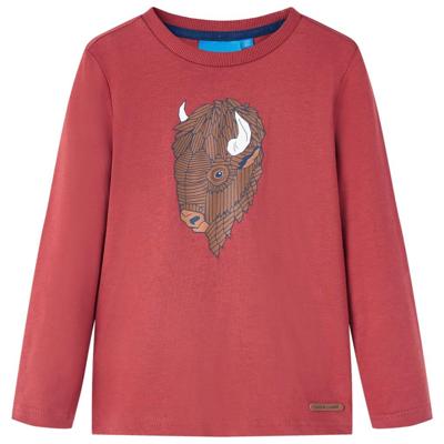 Kindershirt met lange mouwen runderprint 92 roodbruin