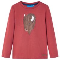Kindershirt met lange mouwen runderprint 92 roodbruin - thumbnail