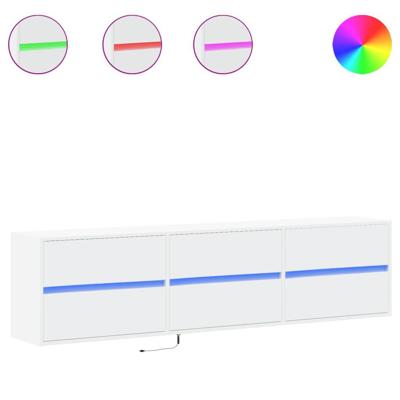 Tv-wandmeubel met LED-verlichting 180x31x45 cm wit - thumbnail