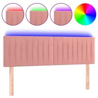 Hoofdbord LED 144x5x78/88 cm fluweel roze - thumbnail