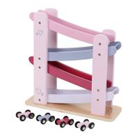 Jipy houten autobaan + 4 auto's roze - thumbnail