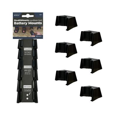 StealthMounts BM-BO108-BLK-6 Accuhouder voor Bosch 10.8/12V | Zwart | 6-pack - BM-BO108-BLK-6