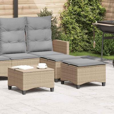 Tuinkrukken met kussens 2 st 55x55x36 cm poly rattan beige Tuinkrukken met kussens 2 st 55x55x36 cm poly rattan beige