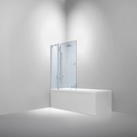 Badwand Van Rijn ST02 Klapwand + Vaste Wand 120x150 cm Helder Glas 6 mm Chroom - thumbnail