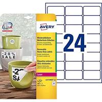 Avery-Zweckform L4773REV-20 Folie-etiketten 63.5 x 33.9 mm Polyester folie Wit 480 stuk(s) Weer verwijderbaar Laser (kleur), Laser (zwart/wit), Kopiëren - thumbnail