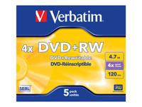 Verbatim 43229 DVD+RW disc 4.7 GB 5 stuk(s) Jewelcase Herschrijfbaar, Mat zilver oppervlak - thumbnail