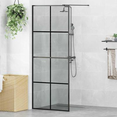 VidaXL Inloop douche wand zwart 80 x 195 cm gehard glas VidaXL Inloop douche wand zwart 80 x 195 cm gehard glas