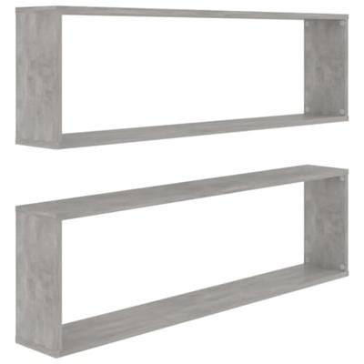 VidaXL Wandschappen kubus 2 st 100x15x30 cm bewerkt hout betongrijs