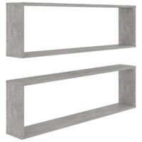VidaXL Wandschappen kubus 2 st 100x15x30 cm bewerkt hout betongrijs - thumbnail