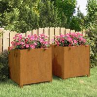 VidaXL Plantenbakken met poten 2 st roestig 50x50x50 cm cortenstaal - thumbnail