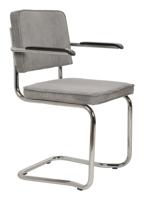 Eetkamerstoel Ridge Met armleuning, Kink, Ribstof, kleur Grijs - thumbnail