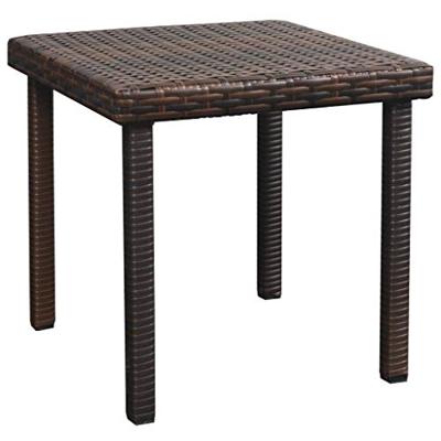 Ligbed met kussen en tafel poly rattan bruin Ligbed met kussen en tafel poly rattan bruin