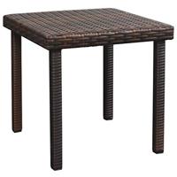 Ligbed met kussen en tafel poly rattan bruin - thumbnail