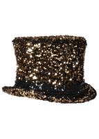 Cabaret Luxe hoge hoed pailletten goud-zwart - thumbnail