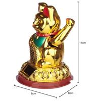 Goudkleurige Maneki Neko Gelukskat Zonnecel Solar Pal Figuur - thumbnail