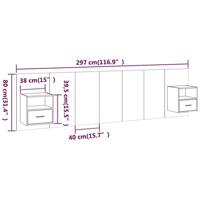 Hoofdbord met kastjes bewerkt hout gerookt eikenkleurig - thumbnail