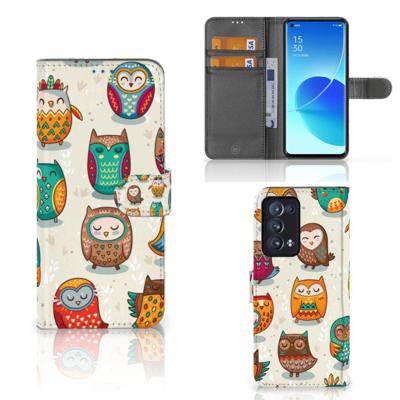 OPPO Reno 6 Pro Plus 5G | Telefoonhoesje | Met pasjeshouder | Vrolijke Uilen OPPO Reno 6 Pro Plus 5G | Telefoonhoesje | Met pasjeshouder | Vrolijke Uilen