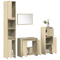 4-delige Badkamermeubelset bewerkt hout sonoma eikenkleurig - thumbnail