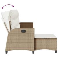 3-delige Tuinbankstel met kussens L-vormig beige poly rattan - thumbnail