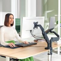 Leitz Monitor+Laptoparm Ergo Monitorbeugel 81,3 cm (32) Donkergrijs In hoogte verstelbaar, Kantelbaar en zwenkbaar, Draaibaar - thumbnail