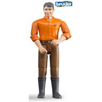Bruder 60007 Man met Bruine Broek en Oranje Overhemd - thumbnail