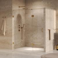 Brauer Void - Nisdeur - 2-Delig - Helder Glas - 180 x 200 cm - Omkeerbaar - met Draaideur 70 cm - Aan Glas - incl. Glascoating - PVD Goud - thumbnail