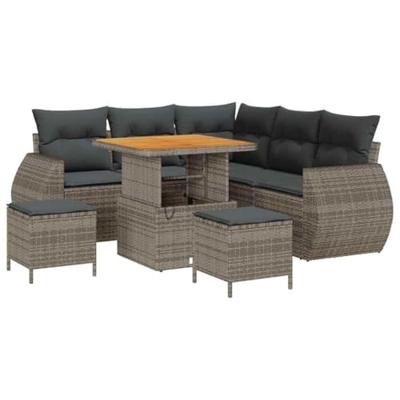 Tuinbankenset 8 pcs Grijs poly rattan